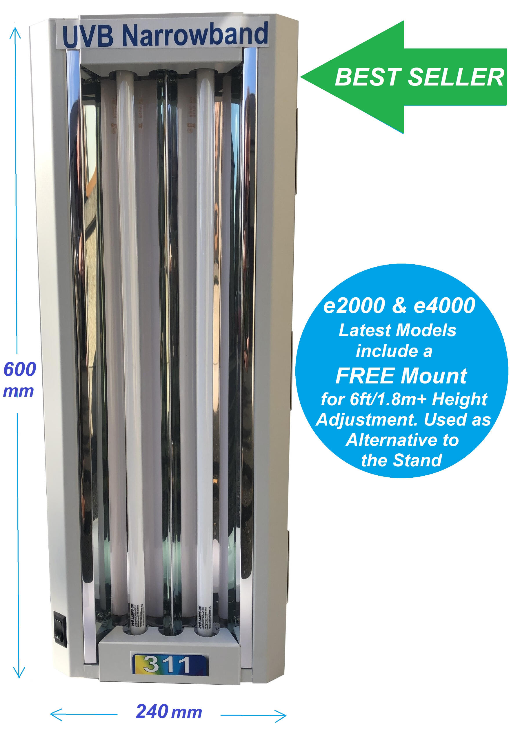 e2000™ MINI 2ft x 2 tube Lamp - UVB Narrowband - Portable 100w @ £429.00